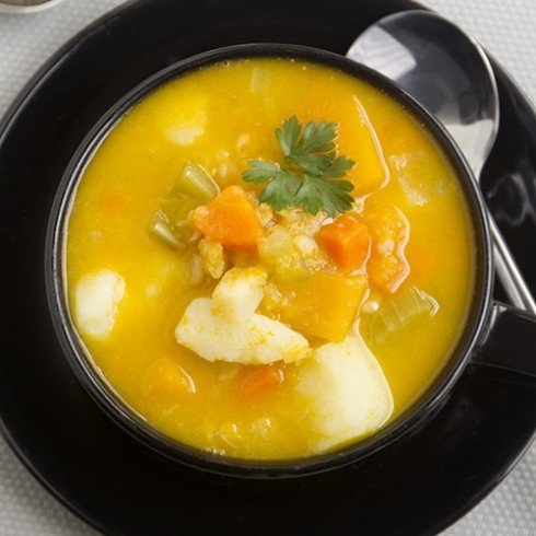 Крем-суп из тыквы с куриными кнедликами. 