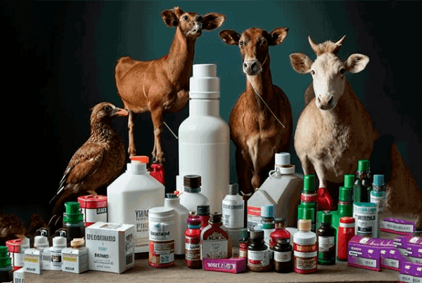 Ветеринарные товары для сельскохозяйственных животных и птиц. 